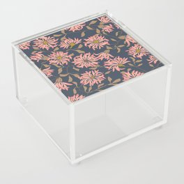 Cottage flowers chrysanthemums – dark blue Acrylic Box