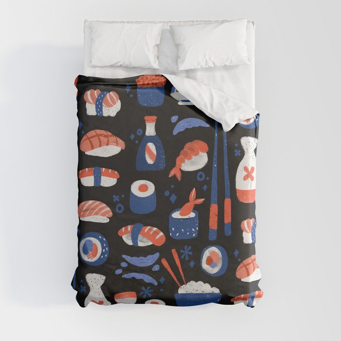 Sushi Dreams – Charcoal Duvet Cover