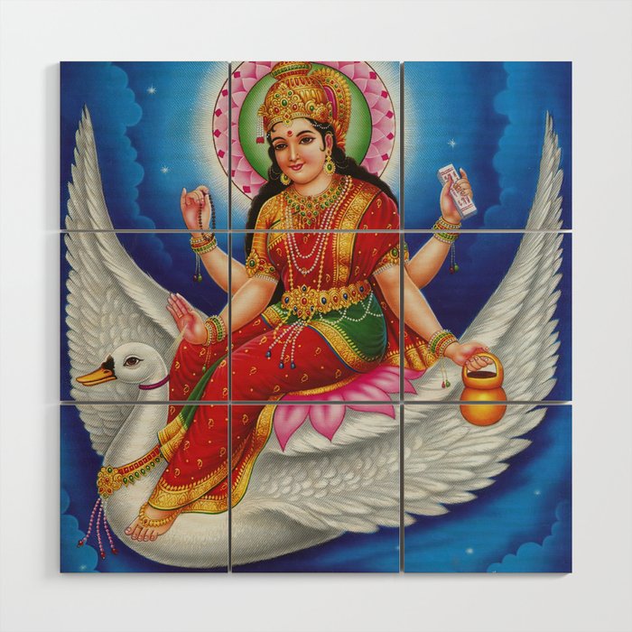 Brahmani Mata Hindu Mother Goddess Wood Wall Art