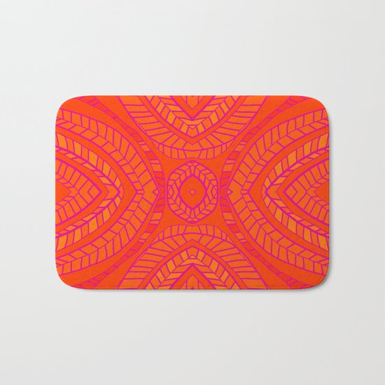 Orange Leaves Pattern Bath Mat