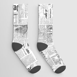 Black And White Collage Of Grunge Newspaper Fragments Socks