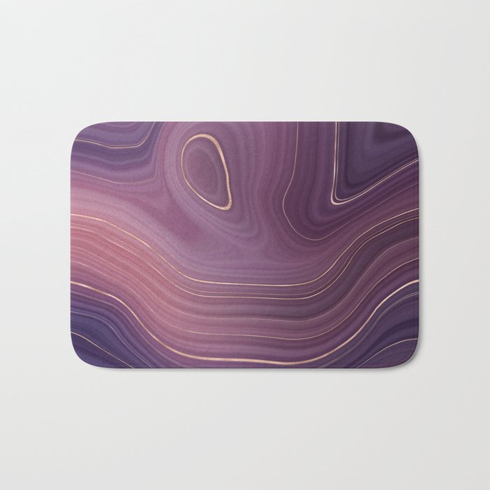 Violet Purple Rose Gold Agate Geode Luxury Bath Mat