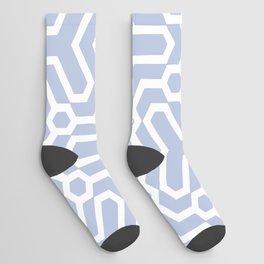 Pastel Blue and White Minimal Line Art Pattern 5 Pairs DE 2022 Trending Color Prim Blue DE5898 Socks