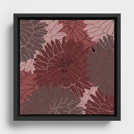 Flower Medley - maroon rose gray pink Framed Canvas