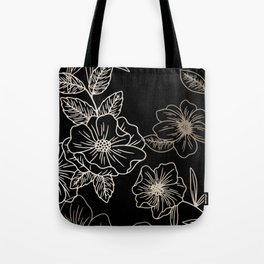Monotone Floral Tote Bag
