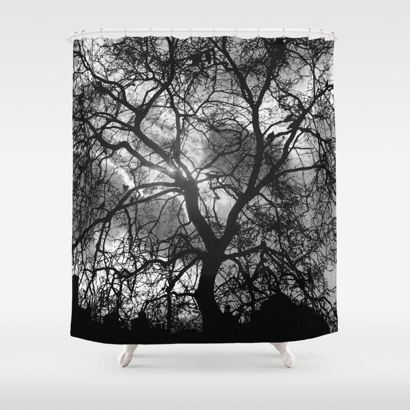 Dramatic London Tree Silhouette Shower Curtain By Jasog Society6