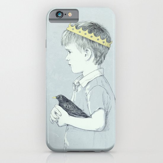 Boy and bird blue iPhone & iPod Case