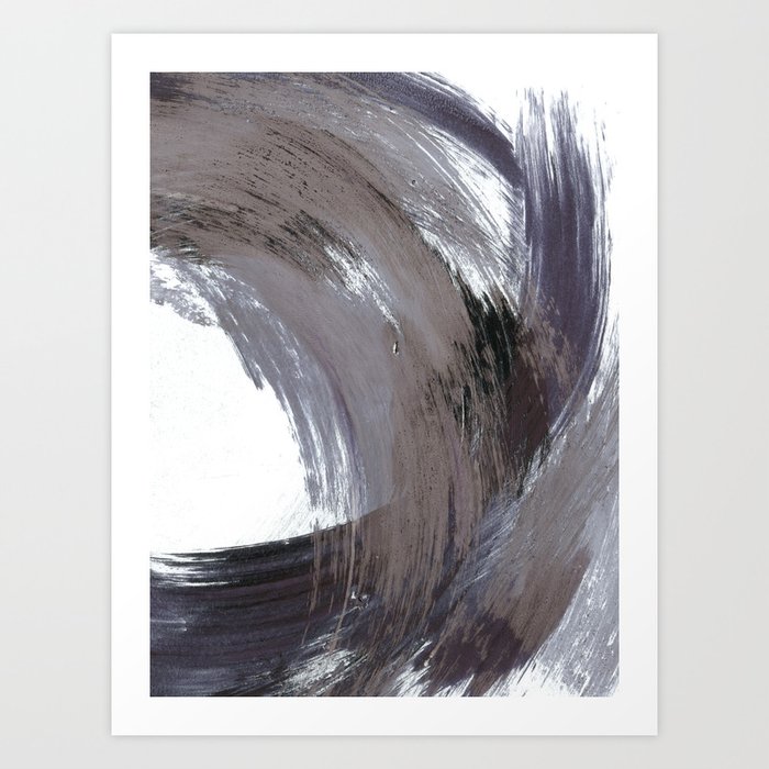 Navy Blue And Grey Minimalist Abstract Brushstroke Painting Art