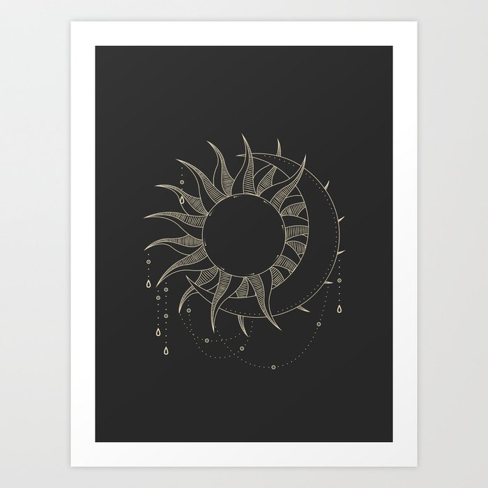Mystic 94 Minimalist Magical Astrological Illustration Moon Sun