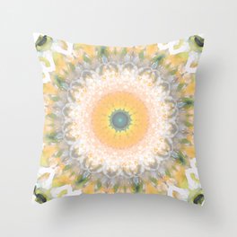 White Lily Mandala - Peach And Green Art Throw Pillow