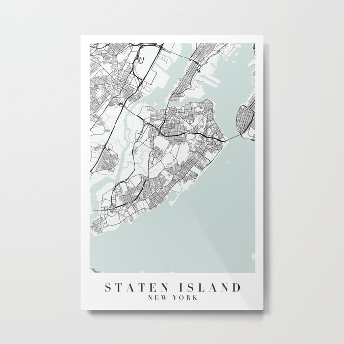 Staten Island New York Blue Water Street Map Metal Print