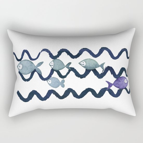 Against the Current - Maritime Simple Fish Design Rectangular Pillow