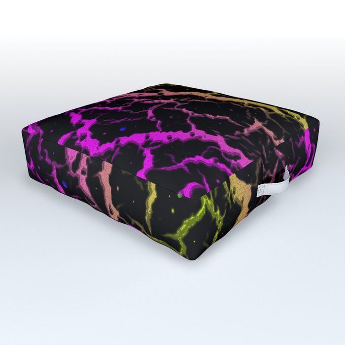 Cracked Space Lava - Pink/Lime Outdoor Floor Cushion