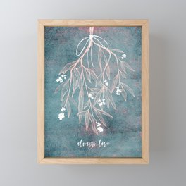 Mistletoe | Always Love | X-Mas | Light Teal & Rosé Framed Mini Art Print