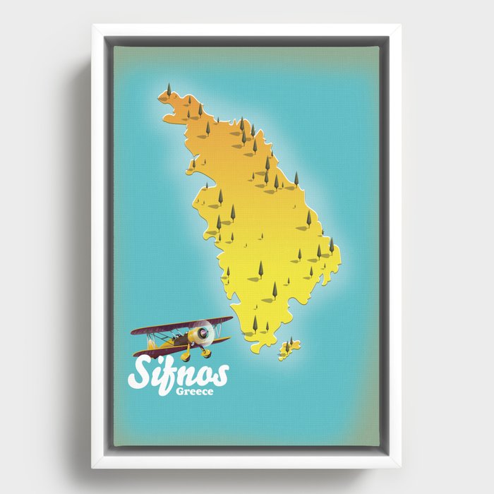 Sifnos Greece retro map Framed Canvas