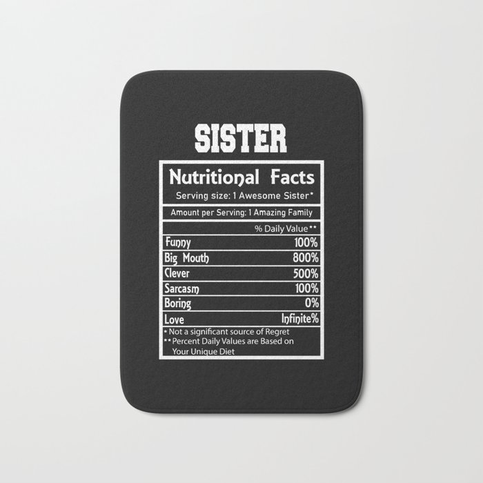 Sister Nutritional Facts Funny Bath Mat