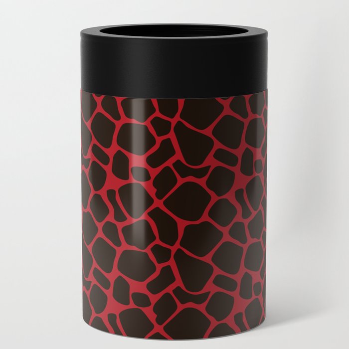 Metallic Red Black Leopard Print Animal Skin Patterns Can Cooler