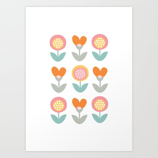 Whimsical flower print Art Print