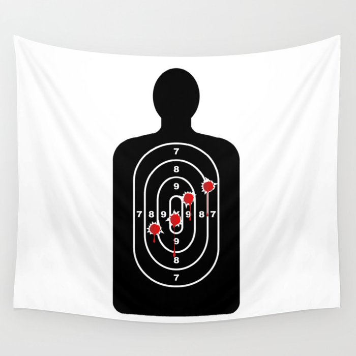 Human Shape Target With Bullet Holes Wall Tapestry