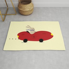 Rabbit and his car Rug