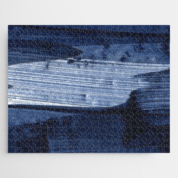 Navy Blue Abstract Painting ONE Jigsaw Puzzle