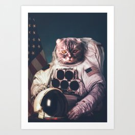 Beautiful cat astronaut Art Print