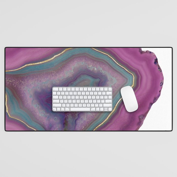 Agate Boho Chic Gold Foil Glam #1 #gem #decor #art #society6 Desk Mat