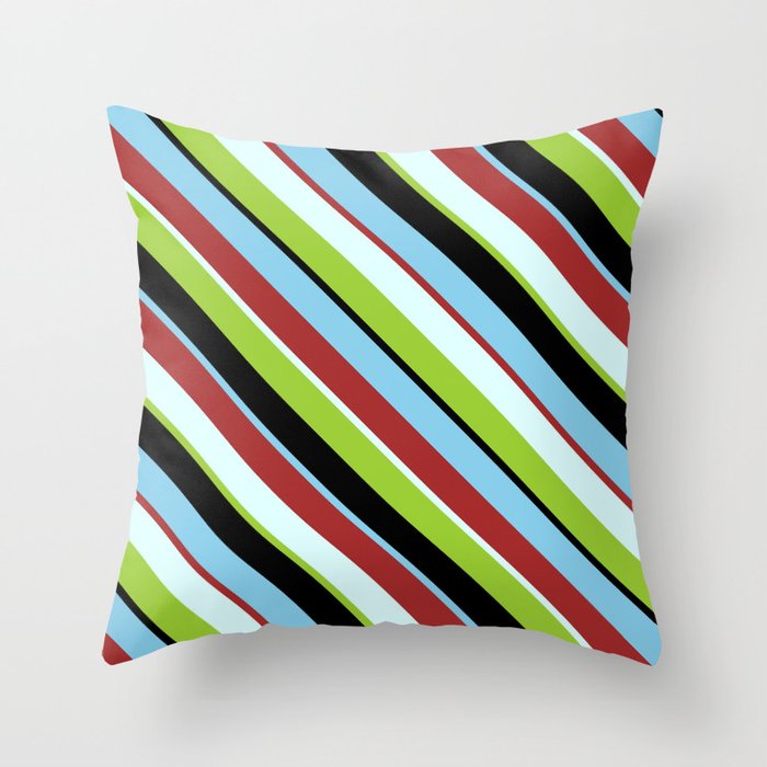 Pillow Decorative Throw Stripes Brown Green Baby Blue 