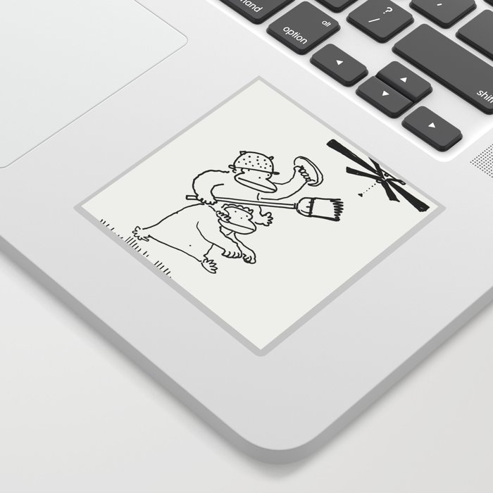 Quixotic Apes Tilt At Ceiling Fan Sticker By Waltermoore