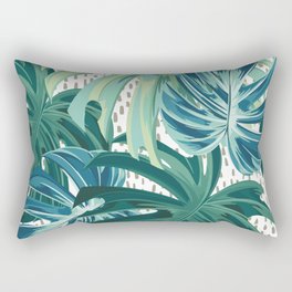 Tropical Palms, Green and Blue, Abstract Rectangular Pillow