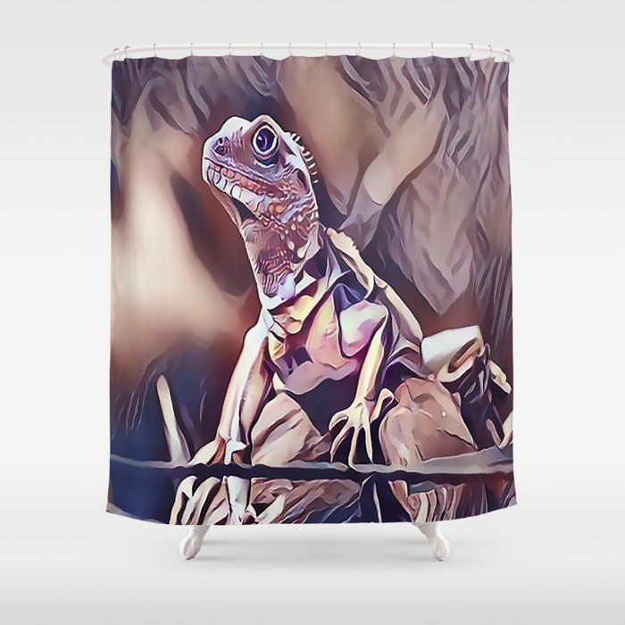 Young Iguana Lizard Shower Curtain By Sunleil Society6 Young Iguana Lizard Shower Curtain