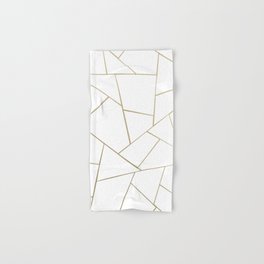 Gold White Geometric Glam #1 #geo #decor #art #society6 Hand & Bath Towel