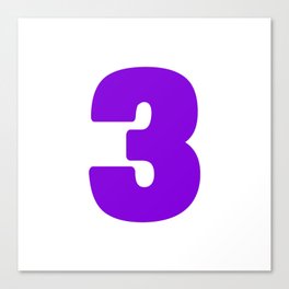 3 (Violet & White Number) Canvas Print