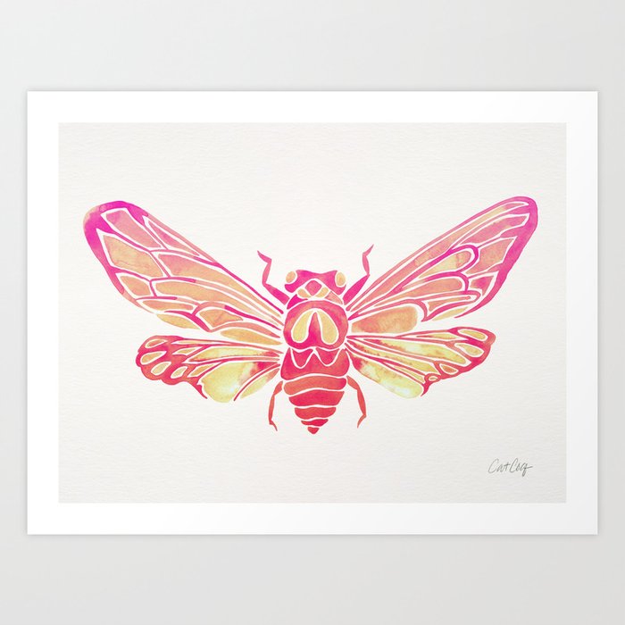 Summer Cicada – Pink Palette Art Print