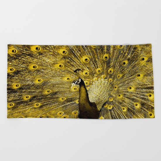yellow art Beach Towel
