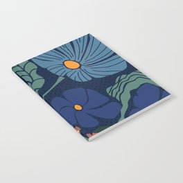 Klimt flower dark blue Notebook | Organic, Pattern, Outdoor, Digital, Flowers, Garden, Plants, Illustration, Retro, Graphicdesign 