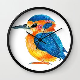 Mister Kingfisher Wall Clock | Yellow, Ink, Painting, Nature, Kingfisherpainting, Blues, Colourful, Wildlife, Orange, Kingfisher 
