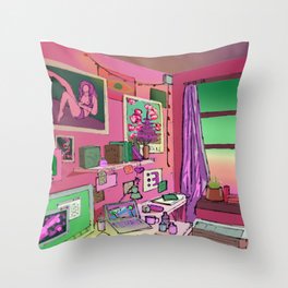 Geek's Room And Pink Apocalypse Sunset Throw Pillow