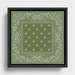 Bandana - Paisley - Classic Green  Framed Canvas