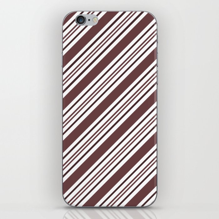 Pantone Red Pear and White Thick and Thin Angled Lines - Diagonal Stripes iPhone Skin