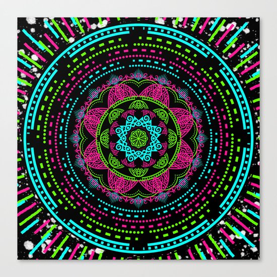 Mandala Energy in Neon Canvas Print
