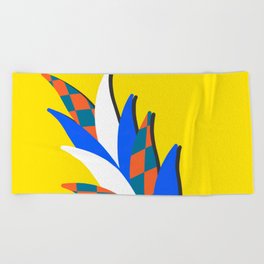 Abstract colorful botanical pattern plant 1 Beach Towel