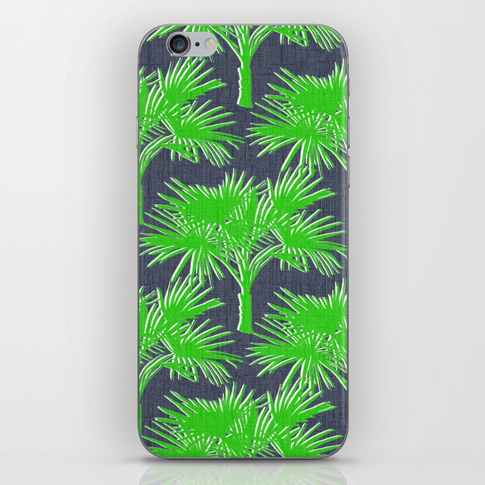 Palm Springs Silhouette Kelly Green on Navy iPhone Skin