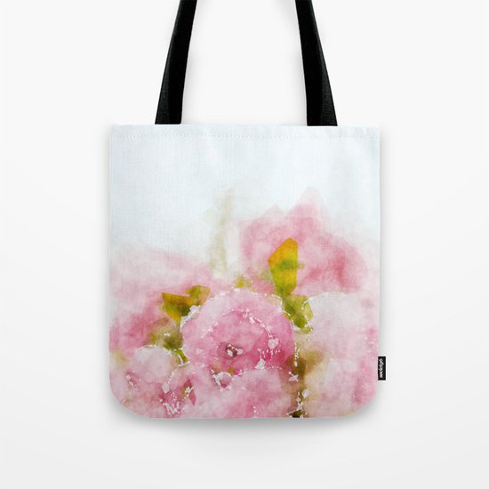 Rose treasure - Pink floral flowers on white background on #Society6 Tote Bag