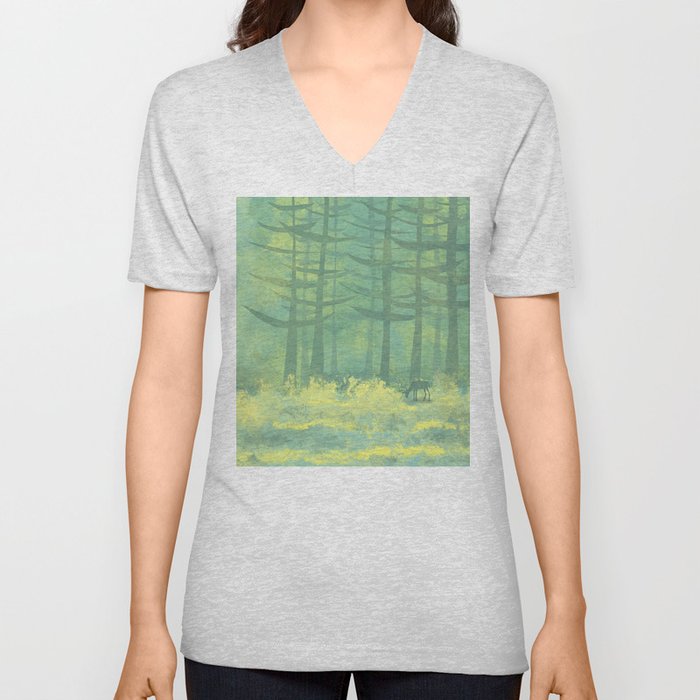 The Clearing in the Forest V Neck T Shirt