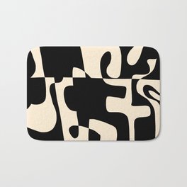 Solidarity - Minimal Abstract in Black and Cream Bath Mat