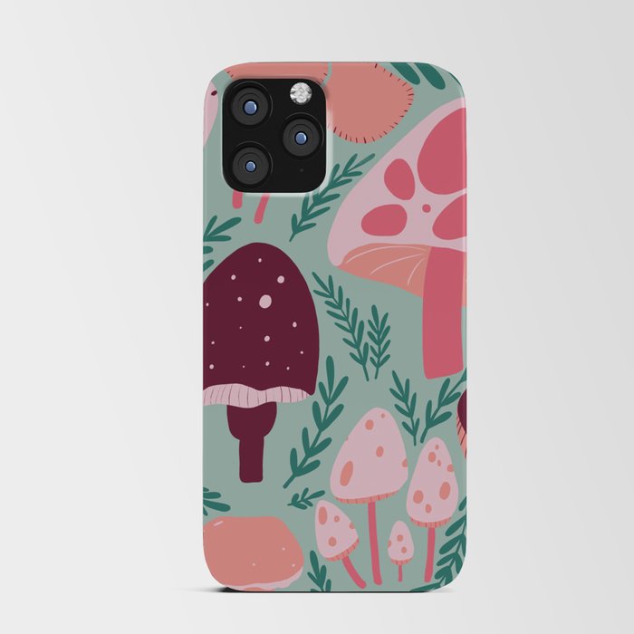Mushrooms - Pink & Green iPhone Card Case