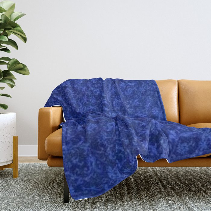 Vintage Floral Sapphire Blue Throw Blanket