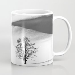 Black and White Snow Dunes Minimalist Landscape Yellowstone National Park Scandinavian Danish Vibes Coffee Mug
