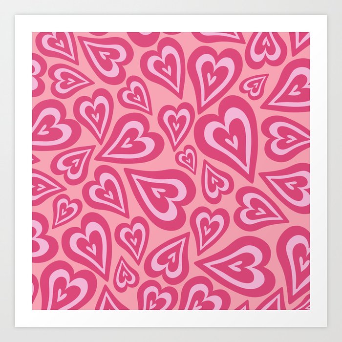 Retro Swirl Love - bubblegum pink Art Print